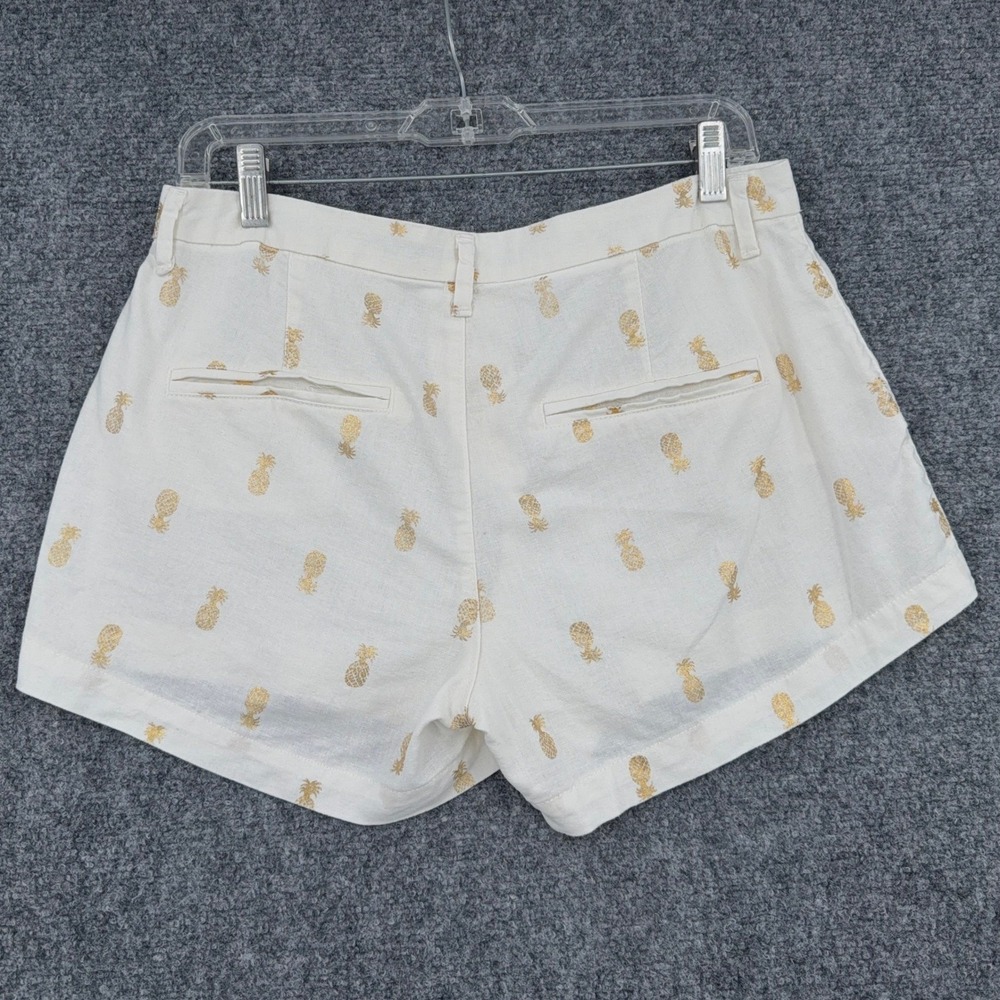 Old Navy Pineapple Chino Shorts Womens 6 Linen Blend White Gold - Picture 2 of 8